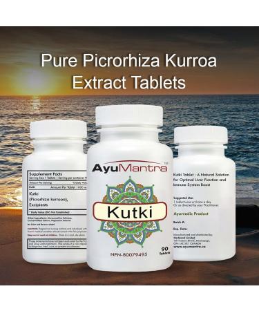 AyuMantra Organic Kutki Tablet (Picrorhiza kurrooa) - Promote Liver Health and Immunity Support-90 Tablets 1000mg - Buy Online on GoSupps.com