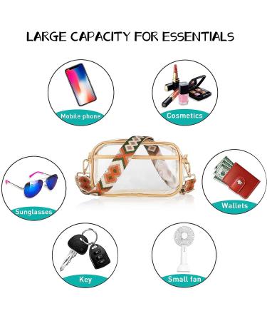 Oufegm Clear Crossbody Purse with Guitar Strap - Stadium Approved Bag for Women in Gold - Buy Online on GoSupps.com