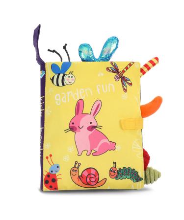 SOSPIRO Baby Cloth Books Quiet Book for Toddlers Soft Baby Books with 3D Animal Tails Safe Nontoxic Early Learning Babies First Books Gifts for 0-3 Year Old Toddlers(Rabbit)