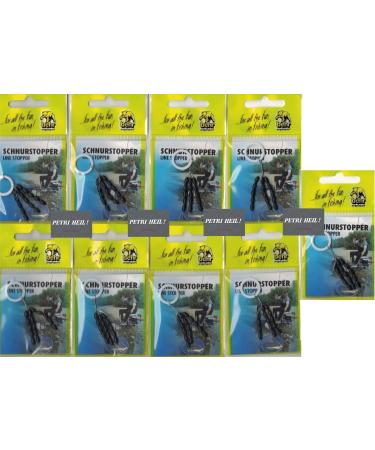 Set: 9 packs Behr (135 pieces) Pozenstopper Fishing Cord Stop rubber stopper Cord Mopper Size Mini Small M from Behr + Free Petri Heil!Sticker M for cord thickness 0.26-0.37mm