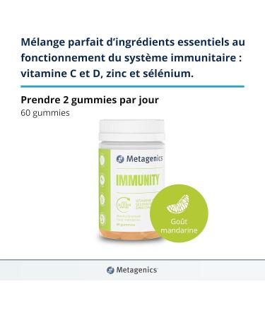 Metagenics Immunity - Immune Support Gummies - Vitamins D C Zinc Selenium - Fast Acting - Food Supplement - Mandarin Flavor - 60 Gummies - 1 Month - Buy Online on GoSupps.com