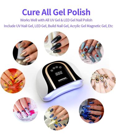 120W UV LED Nail Lamp for Gel Polish - Professional Faster Nail Dryer with 4 Timer Settings and Auto Sensor - Two Hand Curing Lamp with 54 Pcs Light Bead - Buy Online on GoSupps.com