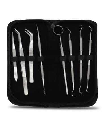 STELLMACHER 8 Pcs Dental kit Dental Tools Teeth Cleaning Tools Dental Pick Dental Hygiene Kit Plaque Remover for Teeth Professional Stainless Steel Tooth Scraper Plaque Tartar Cleaner