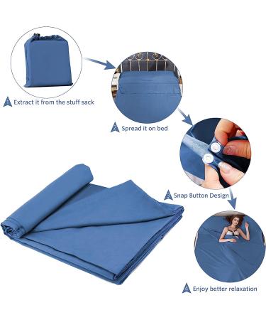 Compact Portable Adult Sleeping Bag Liner | Lightweight Travel Sleep Sheet | Premium Soft Hotel Sleep Sack | Ideal for Camping and Travel | Blue | 82.5 X 63 Inch - Buy Online on GoSupps.com