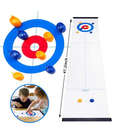 OPLIY Tabletop Curling Game,Compact Curling Family Games for Kids and Adults Compact Curling Board Game Portable Mini Tabletop Games for Family / School/Travel