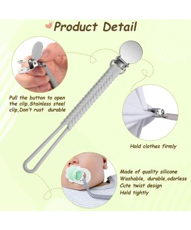 Nuanchu 4-Piece Silicone Pacifier Clips Set for Teething Toy - Navy Blue, Gray, Green - Baby Pacifier Holder for Boys and Girls - Buy Online on GoSupps.com