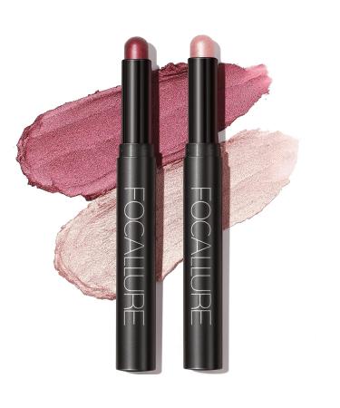 2 PCs cream eyeshadow stick bright eyeshadow pen crayon set matt and shimmering eyes make -up set long -lasting waterproof eyes shadow make -up tool (blossom (0609))