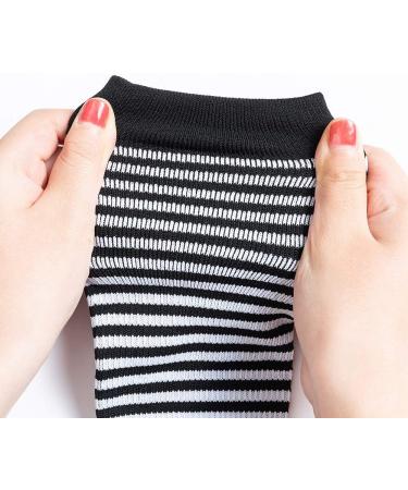 LEOSTEP Compression Socks (4 Pair) 20-30 mmHg Non-Slip Long Tube Stockings for Running, Nurse, Travel, Flight, Pregnancy - L-XL Black + White - Buy Online on GoSupps.com