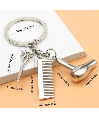 Hair Dryer Keychain Cute Hairdresser Comb Scissors Hair Dryer Keychain | Hairdresser Hair Stylist Jewelry Fashionable Pendant For Salon Graduation Jewelry Silver - Buy Online on GoSupps.com