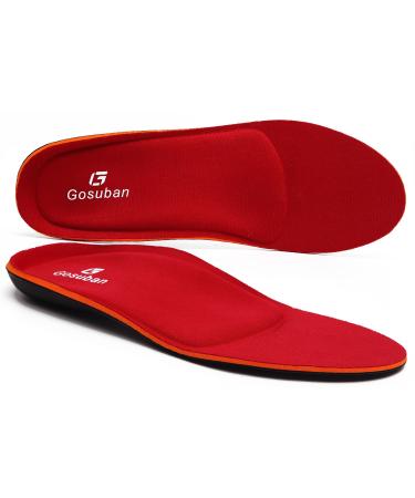 Gosuban Maximum Cushion Orthotic Insoles for Flat Feet Arch Support Shoe Inserts Against Plantar Fasciitis Overpronation Red Mens 11 - 11.5 Womens 13 - 13.5