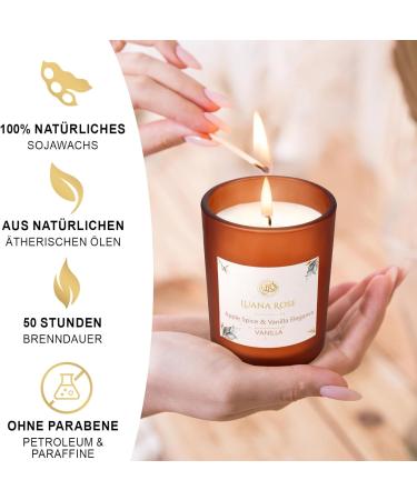 Luana Rose Fragrance Candle Gift Set - 2x200g Aromatherapy 100% Natural Soy Wax Long-Lasting Vanilla & Apple - Perfect High-Quality Gifts for Women - Buy Online on GoSupps.com