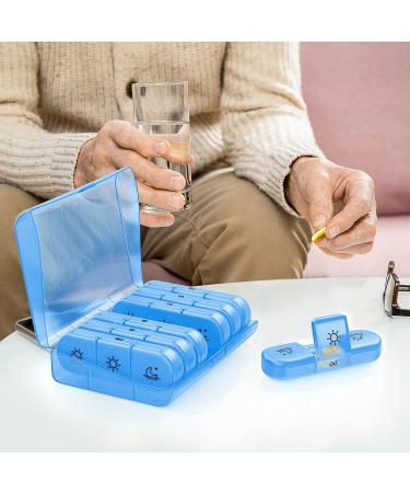 Shop Auvon Weekly Pill Box - 7-Day Portable Tablet Organizer with Large Compartments for Medications & Supplements (Blue) - Buy Online on GoSupps.com