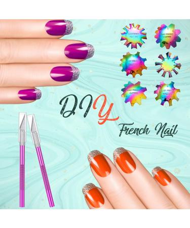 6 Pieces Stainless Steel French Nail Trimmer Set - Acrylic Nails Cutters with 5 Spare Blades & 2 Handles for Perfect Manicure - DIY Colorful Nail Art Tools - Buy Online on GoSupps.com