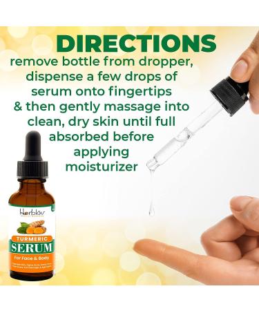 Herblov Turmeric Serum for Face & Body - All-Natural Skin Brightening Serum - Fights Acne, Evens Tone, Heals Scars - Made in the USA - Buy Online on GoSupps.com