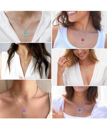 Cute Cat Necklace with Sparkling Zirconia Crystal Birthstone Pendant Necklace for Girls Womens White Gold Over 925 Sterling Silver Animal Necklace Birthstone Jewelry Sweet Present Girlfriend Sisters C Ruby Pendant - Buy Online on GoSupps.com