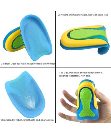 Men's Gel Heel Cups for Heel Pain Relief and Shock Absorption - Silicon Pads for Plantar Fasciitis, Bone Spurs - Size 6-12 - Buy Online on GoSupps.com