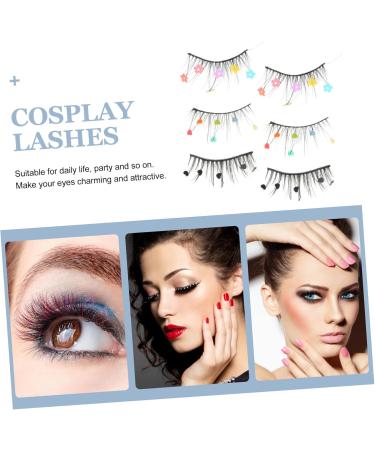 minkissy 3 Pairs sequin false eyelashes fake lashes natural pride makeup lashes with color colored lashes false lashes glitter sequins eyelashes Miss cosplay Imitation flower stickers - Buy Online on GoSupps.com