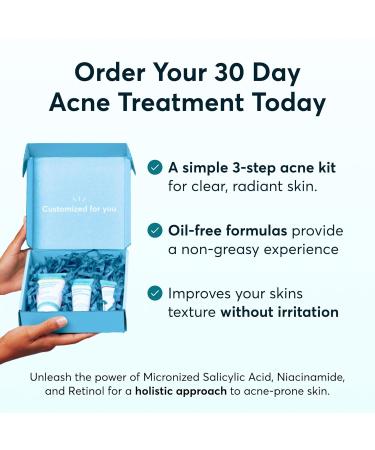 MDacne 3 Step Retinol Acne Kit - Plant-Based Retinol Cream Salicylic Acid Cleanser & Niacinamide Moisturizer for Hormonal Acne & Blemishes - Complete 30 Day Acne Treatment - Buy Online on GoSupps.com