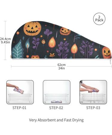 Pumpkin Plants Hair Towel 2 Pack - Super Absorbent Quick Dry Hair Turbans for Women & Girls - Ideal Hair Drying Solution - Buy Online on GoSupps.com