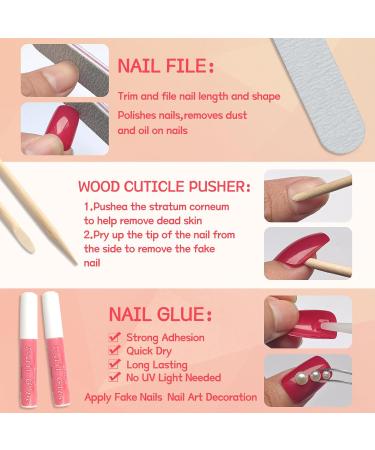 288pc Round Almond Press on Nails - Short Fake Nails with Glue & Adhesive Tabs | 12 Sizes Acrylic Stick on Nails - Buy Online on GoSupps.com