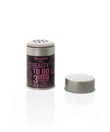 Moosmed Soap To Go Shea Butter - Plastic- Vegan Organic Soap Powder from Germany - Shower Gel Powder and Shampoo Powder 60 g