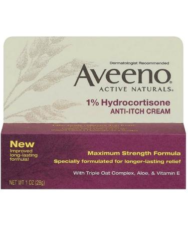 Aveeno 1% Hydrocortisone Anti-Itch Cream, 1 Oz ( Pack of 3 )