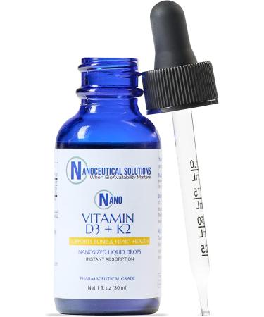 Nano Vitamin D3+K2 Nanosized Liquid Particles | Rapid Absorption | 5000 IU Potent Formulation - 1Fl Oz | Non-GMO Gluten Free | Supports Bone Joint Heart & Immune Health - Buy Online on GoSupps.com