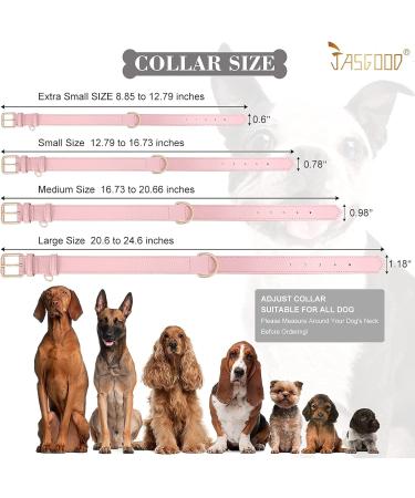JASGOOD Leather Dog Collar for Small Medium Large Dogs | Adjustable Soft Breathable Padded Puppy Collar | Heavy Duty Waterproof Pet Collar in Pink | Size M Neck 16.73 -20.66, Width 0.98 - Buy Online on GoSupps.com