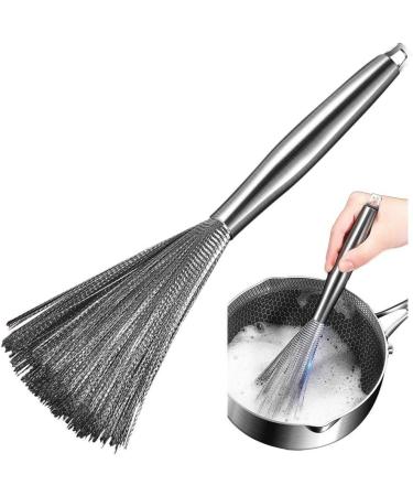 Stainless Steel Wire Pot Brush Pot Scrubber Brush with Long Handle Dishwashing Brush Household Cleaning Tool for Kitchen - Buy Online on GoSupps.com
