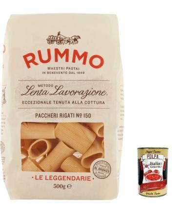 Italian Gourmet E.R. La Molisana Paccheri Rigati N. 150 Pasta Lenta Lavorazione Lot de 3 p tes base de semoule de bl dur Bronze 500 g + Polpa Italian Gourmet Polpa 400 g