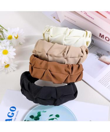 Manshui 4 Pcs 2 Wide Fashion Headbands for Women - Soft Fabric Hairbands - Non-slip Hair Hoops - Neutral Color Set - Buy Online on GoSupps.com