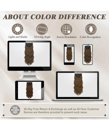 Buy Barsdar 5 PCs Long Wavy Clip-In Hair Extensions | Thick Natural Soft Synthetic | 50 cm Golden Chestnut Brown - Buy Online on GoSupps.com