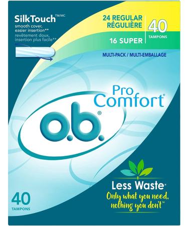 o.b. Pro Comfort Applicator Free Digital Tampons  Regular and Super Multi-Pack - 40 Count Multipack (Regular/Super) - Buy Online on GoSupps.com