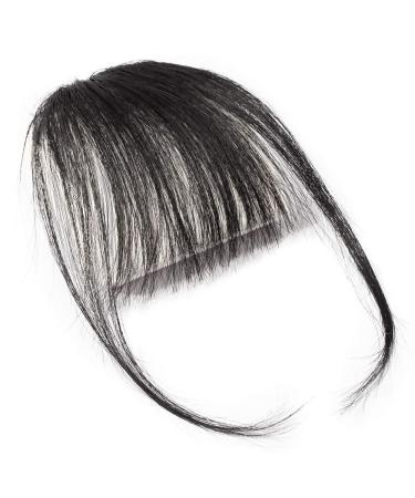 Clip in Bangs - 100% Remy Human Hair Fringe Extension | Natural Straight Black Hairpiece #1 - Buy Online on GoSupps.com