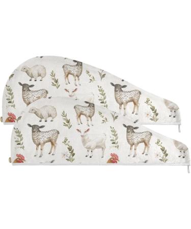 Buy Super Absorbent Sheep Rooster Hair Towel 2 Pack | Quick Dry Hair Turbans for Women & Girls - Perfect Hair Drying Solution - Buy Online on GoSupps.com