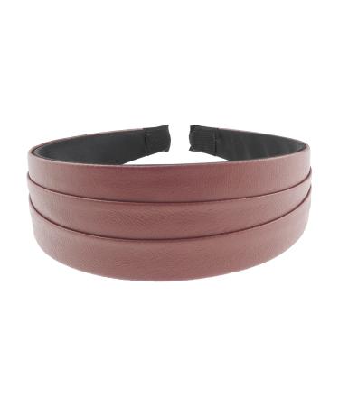 Girls Women Leather Look Creased 4cm Wide Wedding Party Birthday Bridal Christmas Birthday Bridesmaid Headband Alice Band Hair Accessories Hairband (Burgundy)