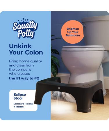 Squatty Potty Eclipse Toilet Stool 7 Inch with Motion-Activated Night Light - Black | Buy Online - Buy Online on GoSupps.com