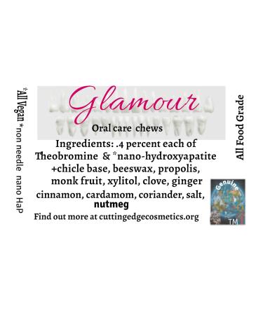 Glamour oral care chews small (15 grams): featuring natural chicle/beeswax base + theobromine nanohydroxyapatite (abstract 2.2) fresh spices propolis-sweetned with monk fruit- for natural enamel remineralization support - Buy Online on GoSupps.com