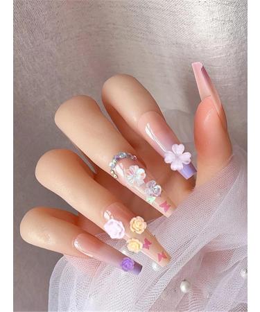 Ebanku 3D Acrylic Flower Nail Art - Five-Leaf White Flower Gems & Pearl Glitter for Stunning Nail Decorations - Buy Online on GoSupps.com
