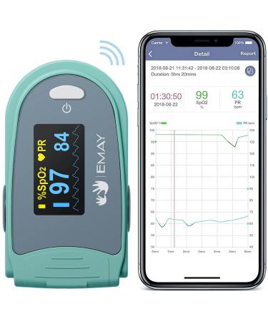 Emay sleep monitoring with oxygen saturation |Continuously records oxygen and heart rate |delivers granular data report overnight and CSV file |With iOS/Android app - Buy Online on GoSupps.com