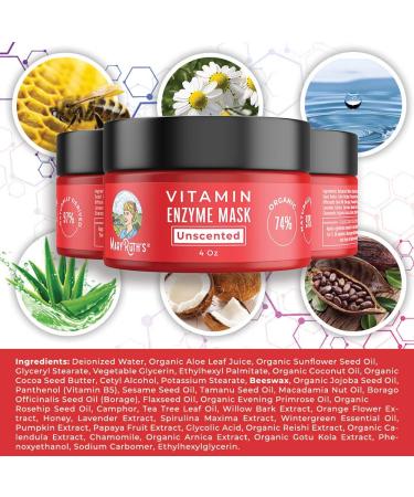 MaryRuth Organics Vitamin Enzyme Skin Treatment Mask - Anti-Aging Plant-Based Glycolic Acid Formula for Men & Women | 4 oz - Buy Online on GoSupps.com