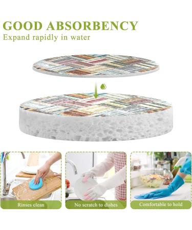 3-Pack Cleaning Kitchen Sponges Oval Modern Colors Stripe Kitchen Cellulose Dishwashing Wood Pulp Cotton - Buy Online on GoSupps.com