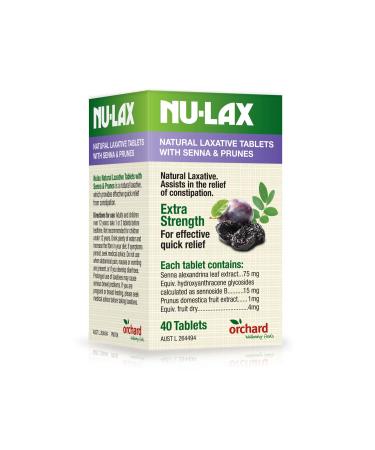 Nulax Natural Laxative Tablets with Senna and Prunes 40 Tablets