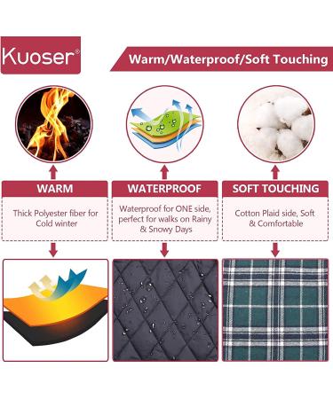 Kuoser Reversible Waterproof Dog Winter Coat - British Style Plaid, Warm & Cozy Jacket for Small Medium Large Dogs (Medium, Green) - Buy Online on GoSupps.com