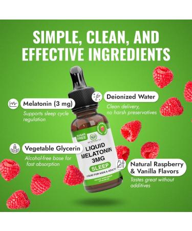 Benevolent Liquid Melatonin Drops for Adults and Kids 3mg - Melatonin Liquid as Fast-Acting Sleep Aid to Fall Asleep Faster & Longer - Non-GMO & Made in USA - Berry Vanilla Flavor 2 Month Supply 2 Fl Oz (Pack of 1) - Buy Online on GoSupps.com