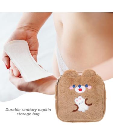 DOITOOL Cute Washable Sanitary Napkin Pouch - Period Storage Container Bag for Girls (Brown) - Buy Online on GoSupps.com