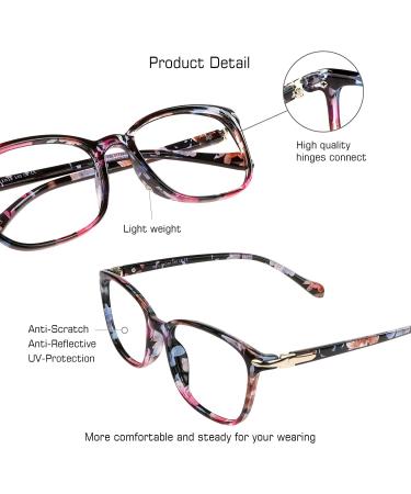 2 Pack Pink+Floral Blue Light Blocking Glasses for Women/Men - Anti Eyestrain & Glare, Computer/TV Reading, Stylish Square Frame - Buy Online on GoSupps.com