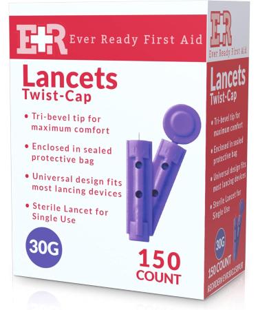 150 Count Ever Ready First Aid Sterile Twist-Cap Lancets 30G Purple - Buy Online on GoSupps.com