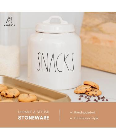 Rae Dunn Ceramic Cookie Jar - Stoneware Treat Canister for Snack Storage in White - Buy Online on GoSupps.com