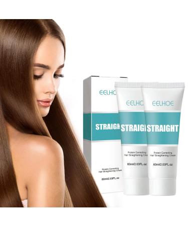 Protein Correcting Hair Straightening Cream Silk & Gloss Hair Straightening Cream-Nourishing Fast Smoothing Collagen Hair Straightener Cream for All Hair Types(two p)